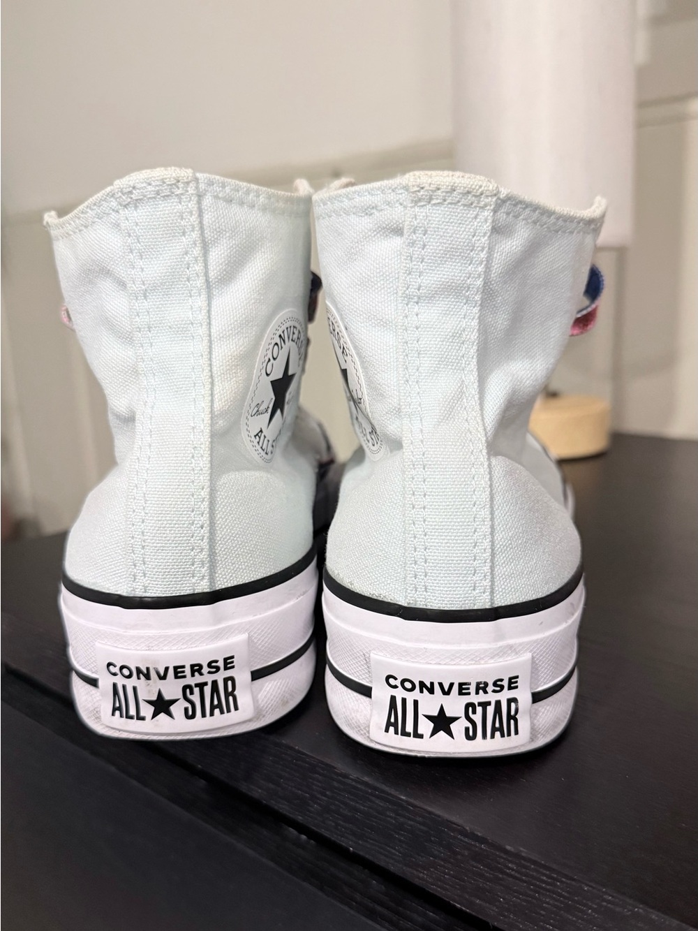 Converse High Top Sneakers in light mint color with Multicolor Patterned Laces - Picture 5 of 16